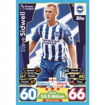 Match Attax 2017/2018 47 Steve Sidwell Brighton & Hove Albion