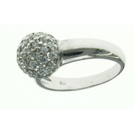 New Real Solid 925 Sterling Silver Fashion Disco 10 mm Dome Ball Pave Ring Band