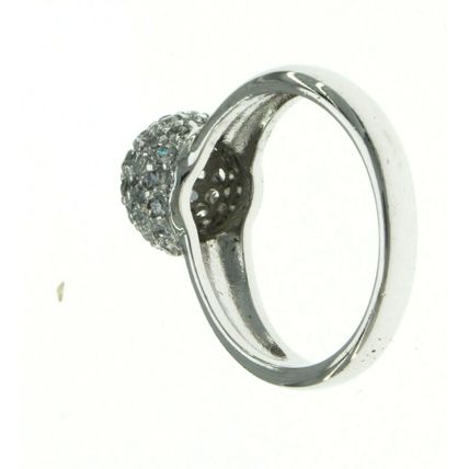 New Real Solid 925 Sterling Silver Fashion Disco 10 mm Dome Ball Pave Ring Band