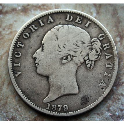 1879 Queen Victoria Silver 92.5% young head Half-crown Key Date