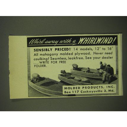 1952 Whirlwind Boats Ad - Whirl away with a whirlwind