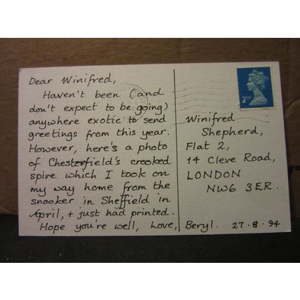 CHURCH, CHESTERFIELD, DERBYSHIRE. RP used postcard 1994 pm =