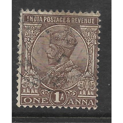 INDIA 1922 1a CHOCOLATE SG 197 FINE USED#2