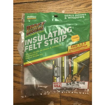 New Sealed Vintage Window Insulating Felt Strip manco 5/8" wide 17 ft long doors