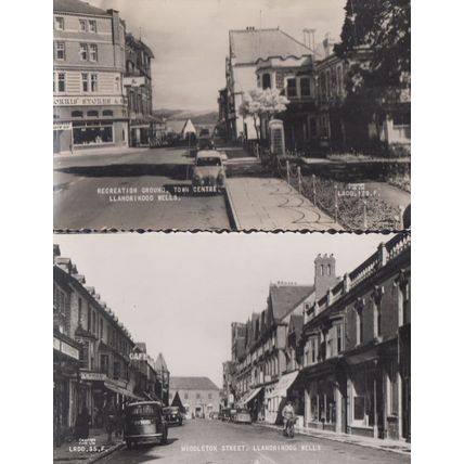 Morris Stores Telephone Box Recreation Ground Cafe Llandrinood Wells 2x Postcard