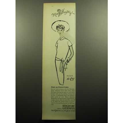 1958 Bergdorf Goodman Dress Ad - Plain as Pound Cake