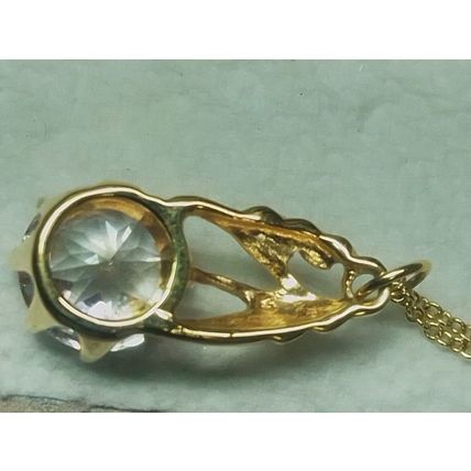 Gorgeous Signed W LIND 14KGE Lind Cubic Zirconia Pendant 18" Necklace