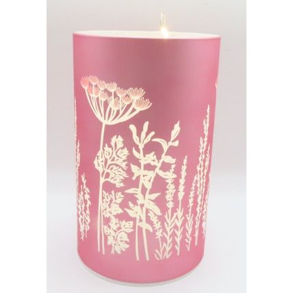 White Floral LED Lamp Small Pink Background Glass 14.5 CM Gift Home Decor Light