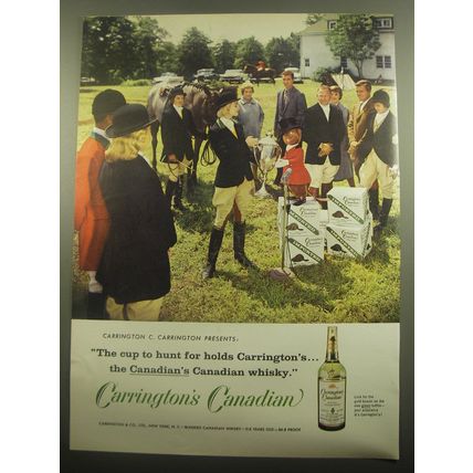 1959 Carrington's Canadian Whisky Ad - The cup to hunt for holds Carrington's
