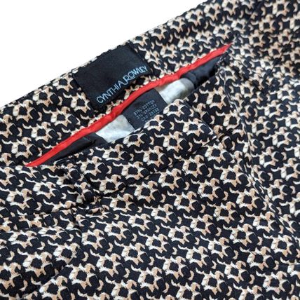 Cynthia Rowley Cropped Trousers Size 6 Cotton Black Beige Preppy Career Wear