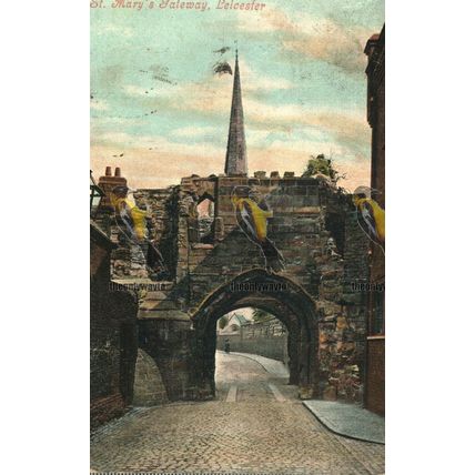 St Mary's Gateway, Leicester, Valentine's Series Postcard, 1906