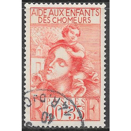 FRANCE 1939 CHARITY STAMP AID INFANTS USED WOMAN CHILD PIEL ENGRAVED