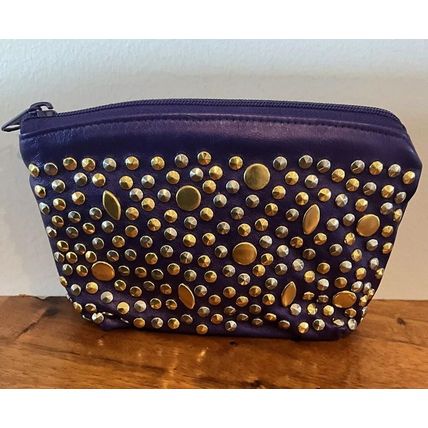 A Rare Studs 90’s Jenny Tee Leather Purple Small Zip Bag Pouch Super Sweet!