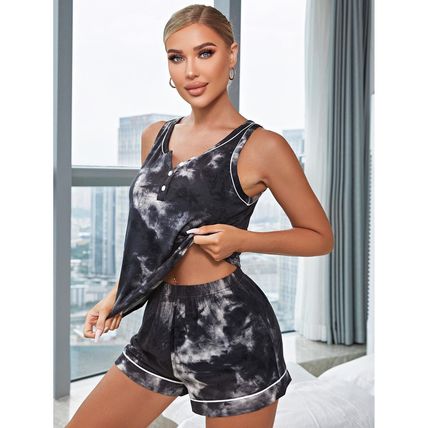top shorts two-piece pajama set Women's home wear camisole tank