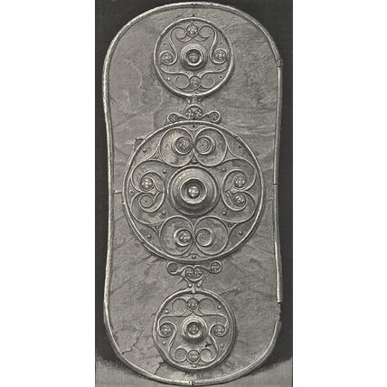 A CELTIC SHIELD 1885 Scotland Armour VICTORIAN PRINT