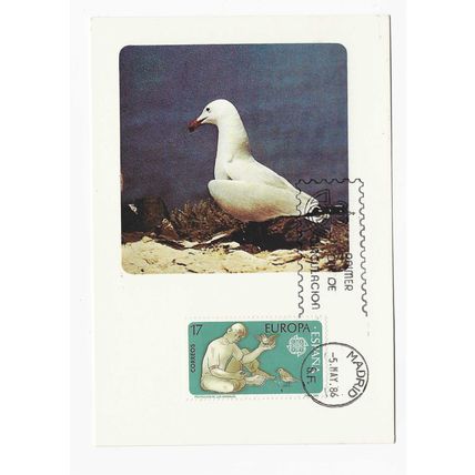 SPAIN ESPANA 1986 EUROPA 17p OBVERSE BIRDS POSTCARD FIRST DAY ISSUE MAXI CARD