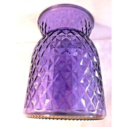 Glass Purple #1 Diamond Pattern 6" Round Flower Vase Tabletop Decor