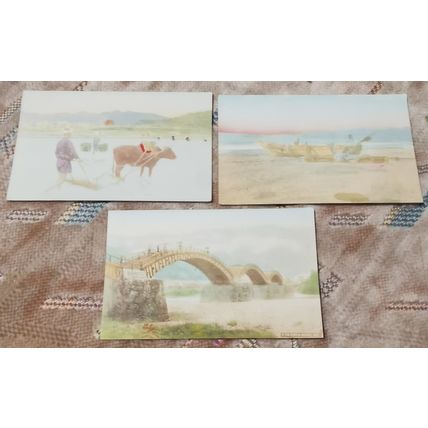 COLLECTION 3 HAND PAINTED GREETINGS JAPAN INC KINTAI BRIDGE SUO ART
