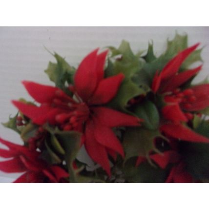 Vintage 1960s Plastic Candle Ring Christmas Poinsettias C.S.P. Hong Kong 8"