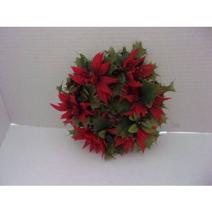 Vintage 1960s Plastic Candle Ring Christmas Poinsettias C.S.P. Hong Kong 8"