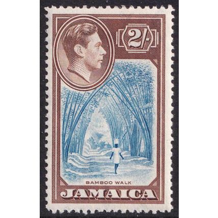 Jamaica KGVI 1938-52 2s Blue Chocolate Bamboo Walk SG131 Mint MH