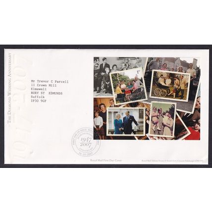 Great Britain QEII 2007 FDC Mini Sheet Diamond Wedding Anniversary