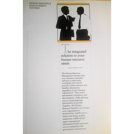 McCormack & Dodge Human Resource Management Systems software brochure, 1988