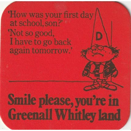 BEER MAT - GREENALL WHITLEY BREWERY - SMILE PLEASE - (Cat No 261) - (1973)