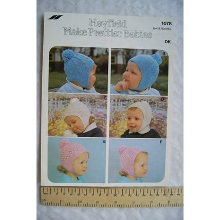 Vintage: Hayfield 1078 baby helmets, DK, birth to 18 months