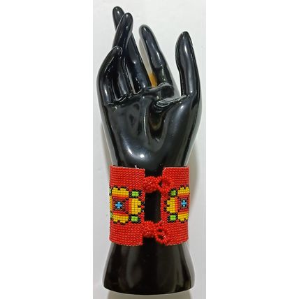 Traditional Huichol Art. Mexico Glass Seed Beads Bracelet. Frida Kahlo 2