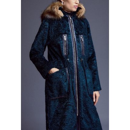 KAREN MILLEN Signature Ponyskin Hooded Parka Coat NEW (RARE & COLLECTABLE)