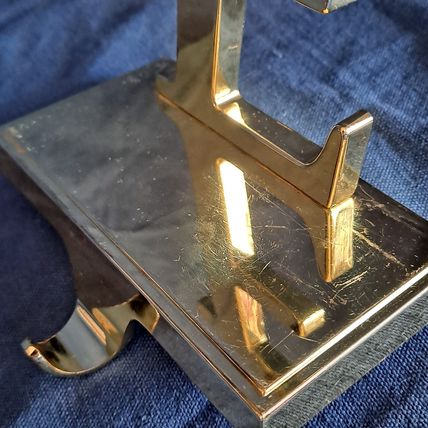 Gold Colored Metal LETTER E Christmas STOCKING HANGER Holder Mantel Hook Holiday