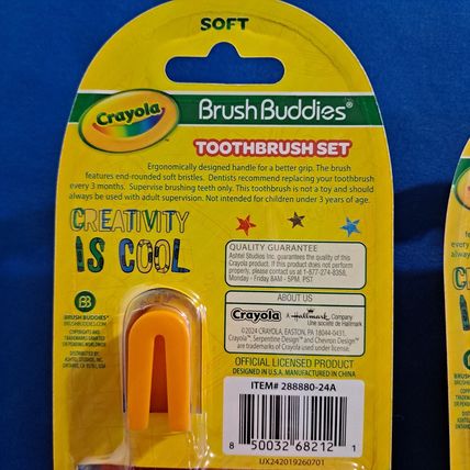 New Lot 6 CRAYOLA TOOTHBRUSH SET Brush Buddies Rinsing Cup Cap & Xtra Travel Kit