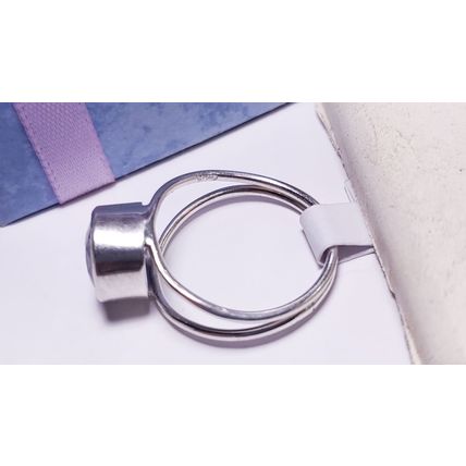 Estate 2ct Natural Rd Blue Sapphire Sterling Silver split shank bezel Ring#22162