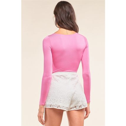 Women's Plain Tight Fit Long Sleeve Round Neck Bodysuit