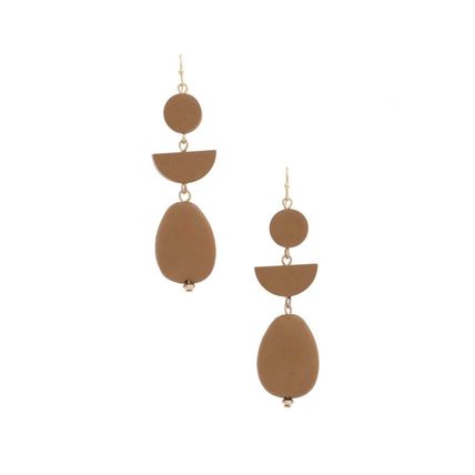New Geometric Wood Bead Dangle Earrings