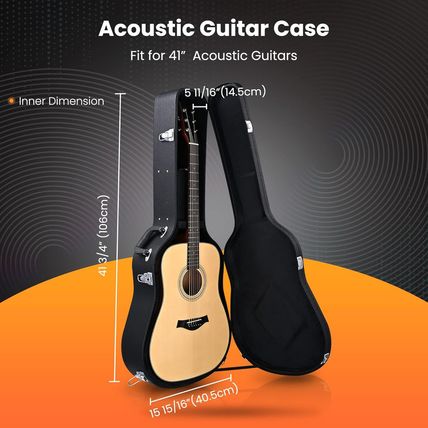 AW Acoustic Guitar Case Hard Dreadnought 41 Inch Wooden Hardshell Carrying Case