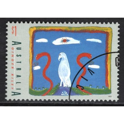 AUSTRALIA 1993: ABORIGINAL PAINTINGS - $1 GINGER RILEY CTO FULL GUM (G12)