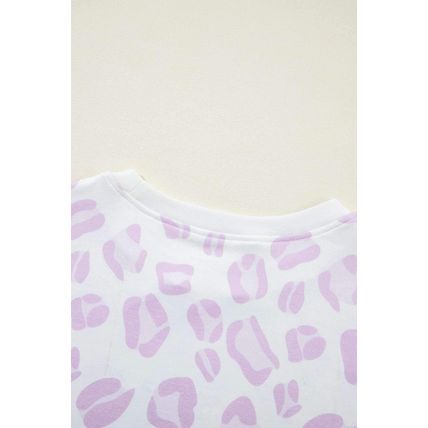 Pink Leopard Animal Print Pullover and Shorts Loungewear