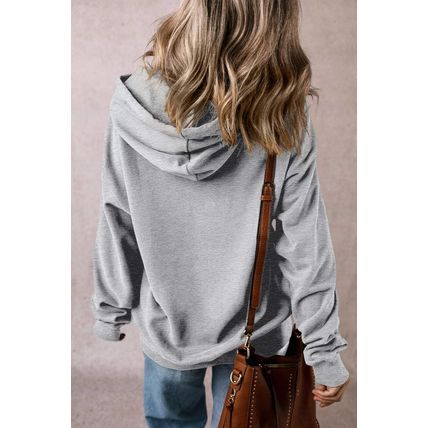 Light Grey Fleece Lined Kangaroo Pocket Drawstring Chunky Hoodie