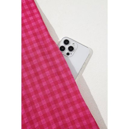 Rose Ginham Check Bubble Sleeve Ruffled Maxi Dress