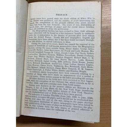 1947 "WHO'S WHO IN THEATRE" JOHN PARKER 1.5kg THICK VINTAGE HARDBACK BOOK (P8)