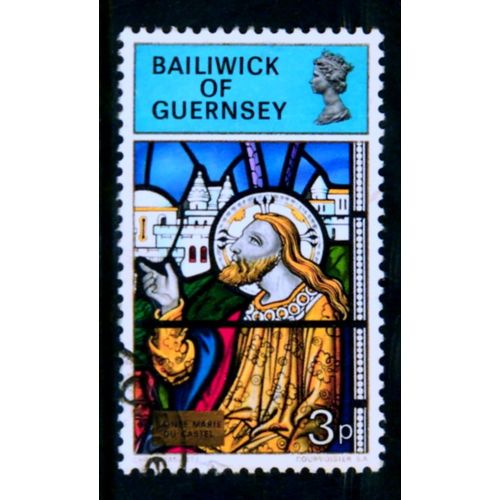 GUERNSEY 1973 SG 90 3p CHRISTMAS CHRIST AT WELL FINE USED #
