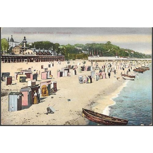 Heringsdorf, Germany - Strand, casino, familienbad - postcard, Seebad 1909