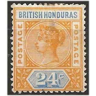 British Honduras 1891 SG60 24c Yellow & Blue Mounted Mint . .. .