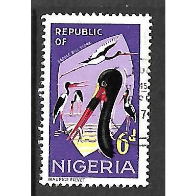 NIGERIA 1965 6d SADDLE BILL STORK SG 225 FINE USED#