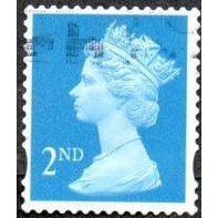 1993-2008 Machin . 2nd Value. Bright Blue. One Centre Band. Fine Used