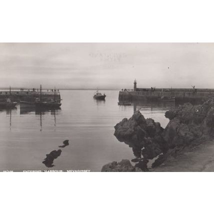 Mevagissey Harbour Cornwall Fishing Boat Boats Vintage Real Photo Postcard