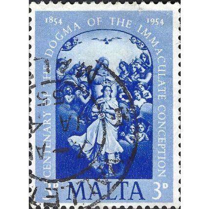 MALTA, Central Altarpiece, Collegiate Parish Church, Cospicua, blue 1954, 3d