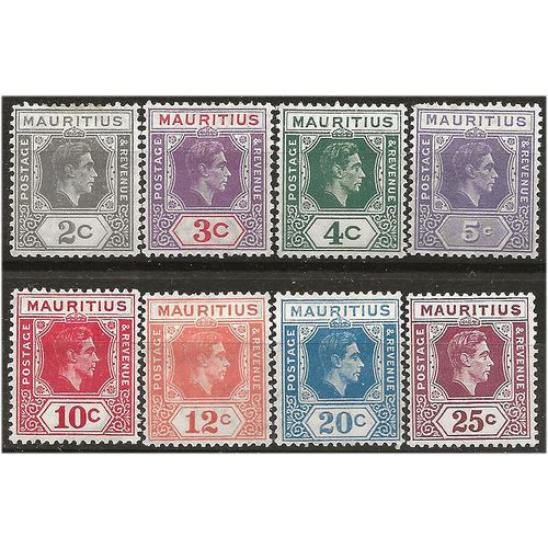 Mauritius 1938-43 Set to 25c SG252-254,255a & SG256-259 Mounted Mint . ..